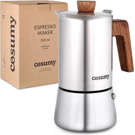 Cosumy 251710603500 Stovetop Coffee Maker 6 Cups - Espresso Moka Pot In Stainless Steel &