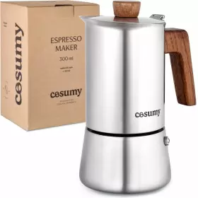 Cosumy 251710603500 Stovetop Coffee Maker 6 Cups - Espresso Moka Pot In Stainless Steel &