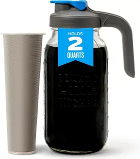 County Line Kitchen 445019374385 Glass Cold Brew Coffee Maker With Lid - Wide Mouth 2 Quart