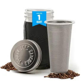 County Line Kitchen 850025944007 Cold Brew Coffee Pitcher With Lid - Wide Mouth 1 Quart 32