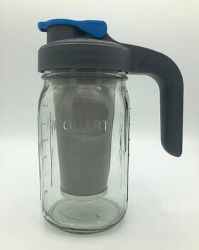 County Line Kitchen 850025944601 Mason Jar Pitcher With Stainless Steel Mesh Filter 1 Qt 32 Oz