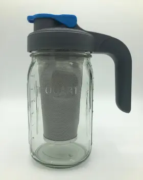 County Line Kitchen 850025944601 Mason Jar Pitcher With Stainless Steel Mesh Filter 1 Qt 32 Oz