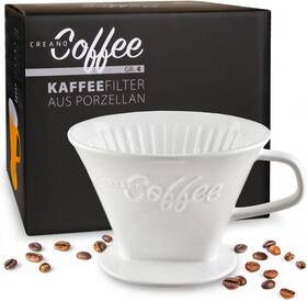 Creano 726084610866 Porcelain Coffee Dripper - White Ceramic Cone Brewer Size 4 Pour Over Maker