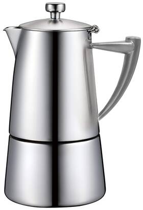 Cuisinox 628504305225 Roma Satin Stainless Steel Moka Pot Stovetop Espresso Maker 10-cup