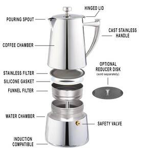 Cuisinox 696750106309 Roma 10-cup Stainless Steel Stovetop Moka Espresso Maker