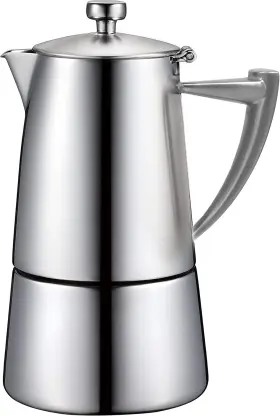 Cof-10rs Cuisinox Roma Satin Stainless Steel Moka Pot Stovetop Espresso Maker 10-cup