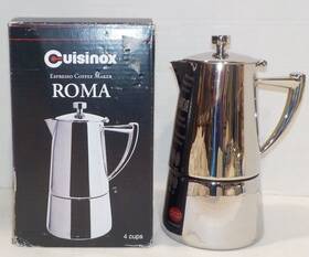 Cuisinox Cof-4r Roma Mirror Stainless Steel Stovetop Moka Espresso Coffee Maker Euc