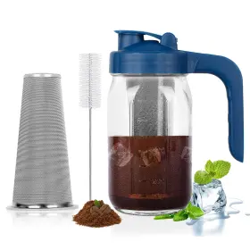 Pitcher32 Cupluw 033455215129 Cold Brew Coffee Maker Oz Glass Mason Jar Pitcher With V-shaped Pou