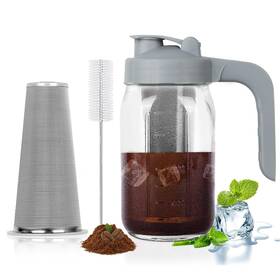 Cupluw 033455215136 Cold Brew Coffee Maker Pitcher 32oz Glass Mason Jar With Lid And Steel Filter