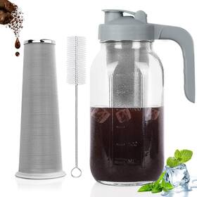 Cupluw 033455215143 Cold Brew Coffee Maker Pitcher 64 Oz Heavy Duty Glass Mason Jar With