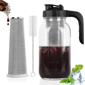Cupluw 224268174684 Cold Brew Coffee Maker Pitcher 64 Oz Heavy Duty Glass Mason Jar With