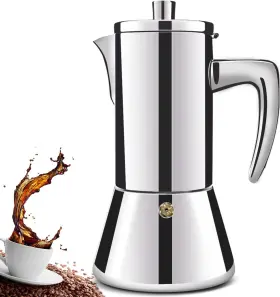 Ditosh 313056994910 12 Cup Thickened 304 Stainless Steel Moka Pot Stovetop Espresso Maker Cafeteras