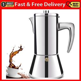 Ditosh 445014747702 4 Cup Thickened 304 Stainless Steel Moka Pot Stovetop Espresso Maker Cafetera