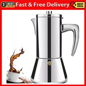 Ditosh 445014747702 4 Cup Thickened 304 Stainless Steel Moka Pot Stovetop Espresso Maker Cafetera