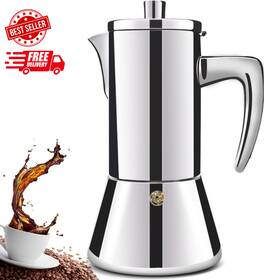 Ditosh 744759472014 12 Cup Thickened 304 Stainless Steel Moka Pot Stovetop Espresso Maker Cafeter