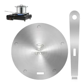 Ditosh Cm/9.4 9.4in Induction Cooker Adapter Plate Stainless Steel Heat Sink Handle 24cm
