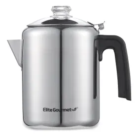 Ec008x Elite Gourmet 717056131991 Classic 8-cup Stovetop Coffee Percolator Glass Clear Brew Progress Kno