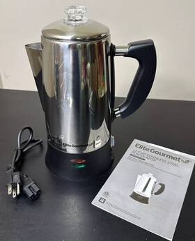 Elite Gourmet Ec922 Electric 12 Cup Coffee Percolator Keep Warm Glass Knob Vgc