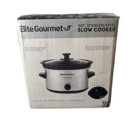 Elite Gourmet Mst-239xs 2 Quart Stainless Steel Slow Cooker Oval Mini Crock Pot New