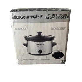 Mst-239xs Elite Gourmet 2 Quart Stainless Steel Slow Cooker Oval Mini Crock Pot New