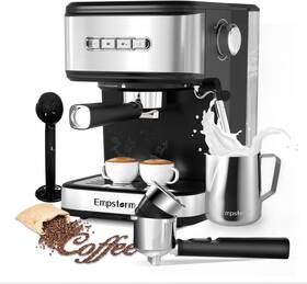 Empstorm Em-01e Espresso Machine 20 Bar 2 In 1 Maker With Milk Frother Steam Black
