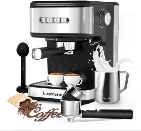 Em-01e Empstorm Espresso Machine 20 Bar 2 In 1 Maker With Milk Frother Steam Black
