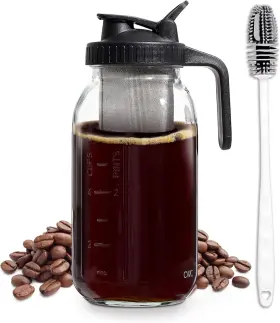 Enchante Direct 729016809642 Cook With Color Cold Brew Coffee Maker - 64oz Mason Jar Pitcher Stainless S