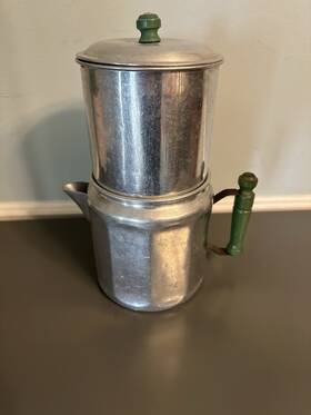 Enterprise Aluminum 1743926 Vintage Stovetop Percolator Green Handle Metallic Finish Manual