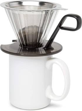 Epoca 313019872835 Seneca Pour Over Coffee Maker - Stainless Steel Filter 4.8 Inch X Black
