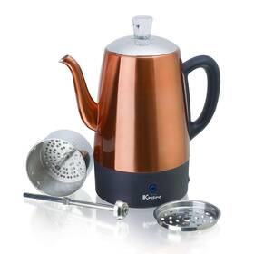 Euro Cuisine 400696230154 Electric 8 Cup Percolator - Copper Finish 800 Watts 9587