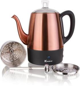 Euro Cuisine Per04 Stainless Steel Electric Coffee Percolator 4 Cup Copper