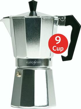 Eurostar Sem309 9 Cup Stovetop Espresso Maker Moka Pot Aluminum Silver