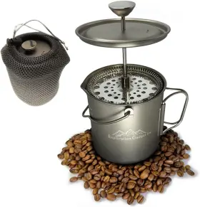 Tcm-042121 Exploration Gadget Titanium Camping Coffee Maker Use As French Press Pot