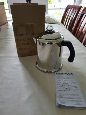 50124-c Farberware Teakettles 8-cup Yosemite Percolator Chrome New In Box