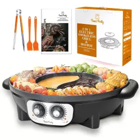 B07vbsx6xn Food Party 2-in-1 Electric Smokeless Grill And Hot Pot Combo 1700w Indoor Bbq