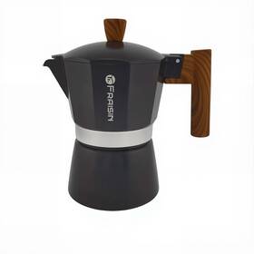 Fraisin 979276000073 Stovetop Espresso Moka Pot Coffee Maker Nonslip Wood Grain Handle Cast Alum