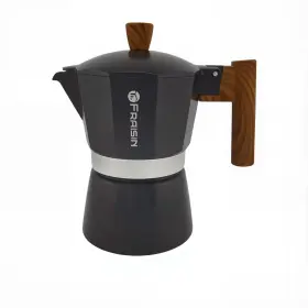 Fraisin 979276000073 Stovetop Espresso Moka Pot Coffee Maker Nonslip Wood Grain Handle Cast Alum