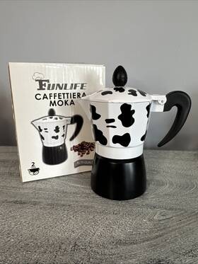 Funlife Napoli 88887 Cow Print Espresso Pot Made In Naples Italy Caffettiera Moka