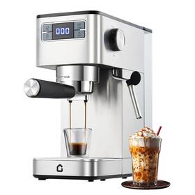 Garvee 199809088279 Compact 20 Bar Espresso Machine Stainless Steel Small Light Silver