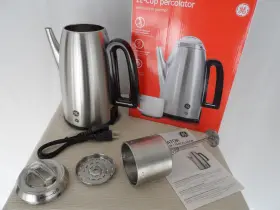 169185 Ge 12 Cup Percolator With Built-in Warmer Open Box