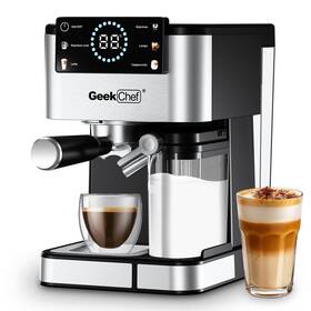 Geek Chef Gcf20h Espresso Machine With Milk Frother 20 Bar Expresso Compact Silver