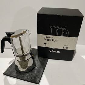 Geesta 445042934983 Moka Pot Premium Crystal Glass-top Stovetop Espresso - 9 Cup