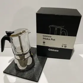Geesta 445042934983 Moka Pot Premium Crystal Glass-top Stovetop Espresso - 9 Cup