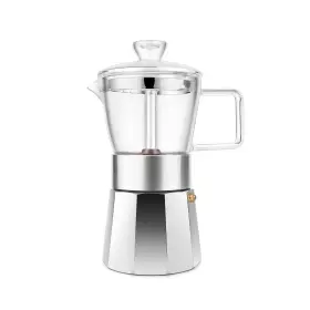 Geesta 680580307180 Moka Pot Premium Crystal Glass-top Stovetop Espresso - 6 Cup Coffe
