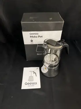 Geesta34c Geesta Silver Stainless Steel 9 Cup Glass-top Stovetop Espresso Moka Pot