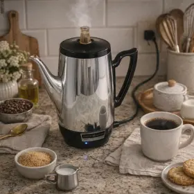 A9cm10 General Electric Vtg Automatic Percolator Coffeemaker Chrome 660w