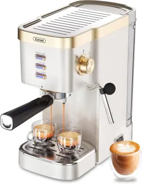 Gecme022-u Gevi Espresso Machine 20 Bar High Pressure Compact Rose Champagne