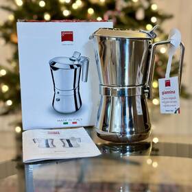 Giannini 014568106076 Italy Giannina 6/3 Cup High Polished Stainless Steel Espresso Maker