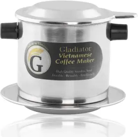 Gladiator Coffee 694536428669 Vietnamese Maker Filter Set French Press Style Standard Silver