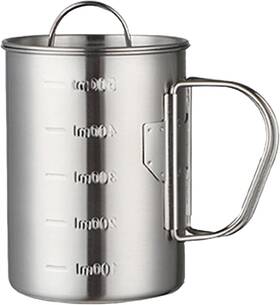 Glomora Glomoray1ift3g7rd-12 Stainless Steel Camping Cup 17oz Fireproof Metal With Lid 500ml Silver